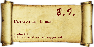 Borovits Irma névjegykártya