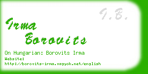 irma borovits business card